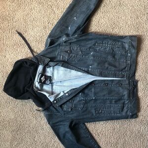 Black Denim Jacket with Hood